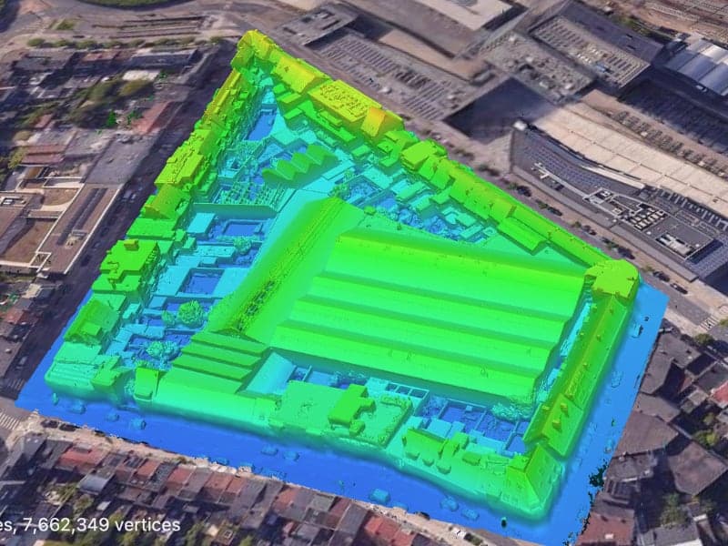 3D-hoogtemodel van aanpalende panden in Gent