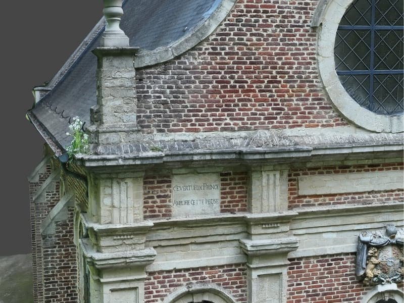 Getextureerd 3D-model van de gevel en het dak van de Boskapel in Imde